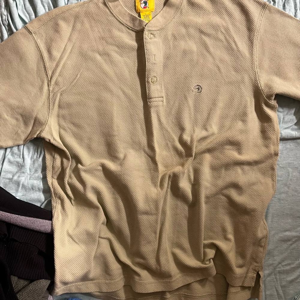 Vintage Duck Head Men's Tan Henley Polo